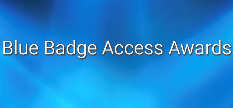 A blue background with Blue Badge Access Awards in white text