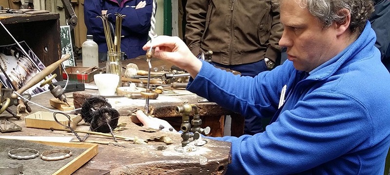 Photo of a demonstration at the Museum of the Jewellery Quarter.