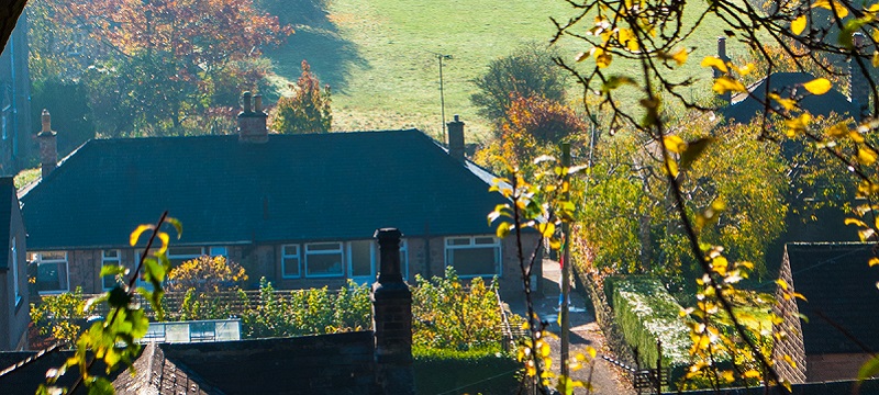 Photo of the cottage from a distance.