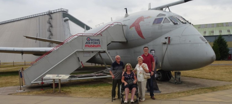 A family group visiting RAF Museum Cosford.