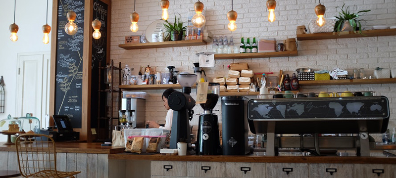 Interior of coffee shop.