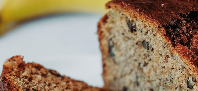 Image of banana bread and a banana