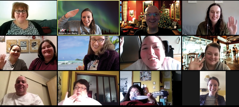 Image of Euan's Guide Ambassadors and team members on a video call.