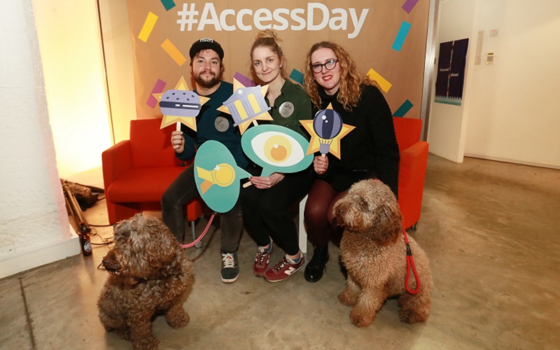 Photo of guests and labradoodles.