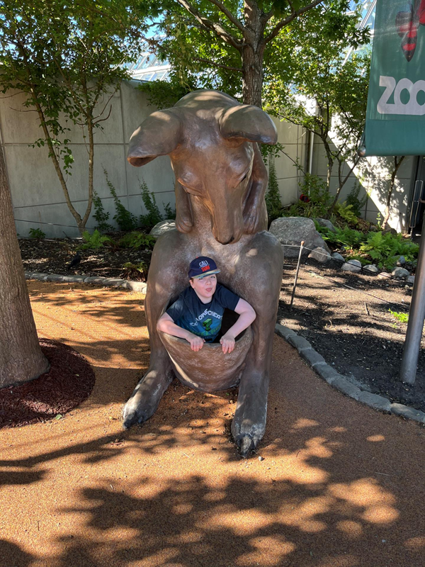 Wooden kangaroo with pouch