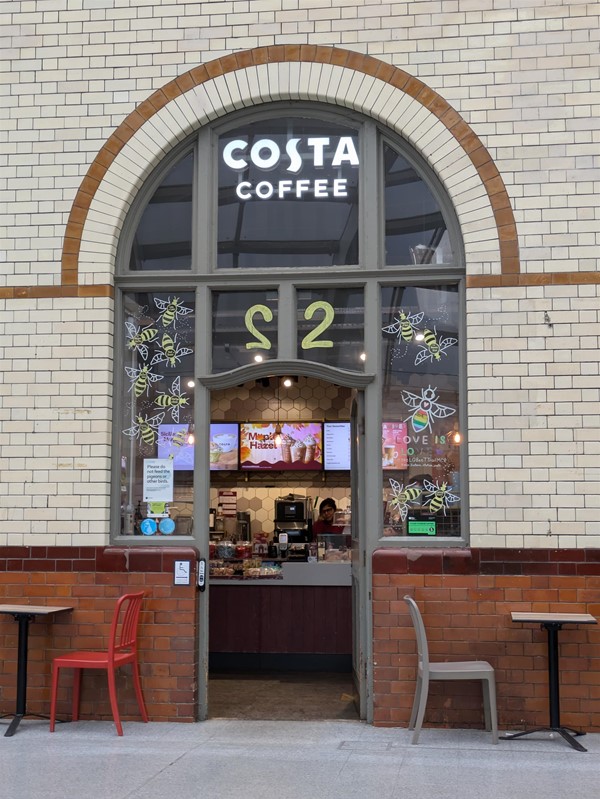 Image of the outside entrance to Costa Coffee.