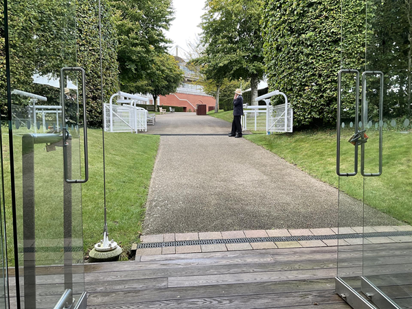 Image of a path though glass doors