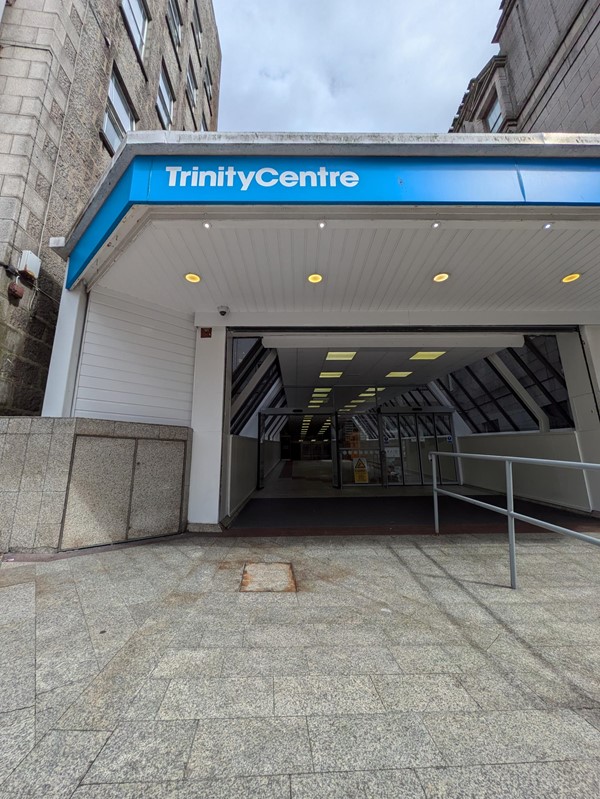 Image of the Guild Street entrance from outside. A steep ascending slope