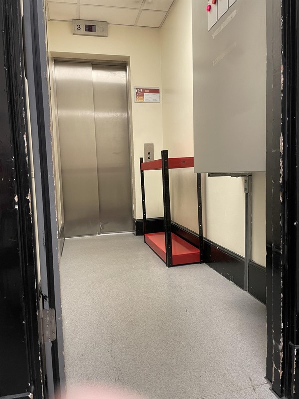 Secret staff lift but with very narrow access