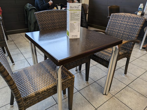 image of seating in the cafe at Dunfermline Bus Station