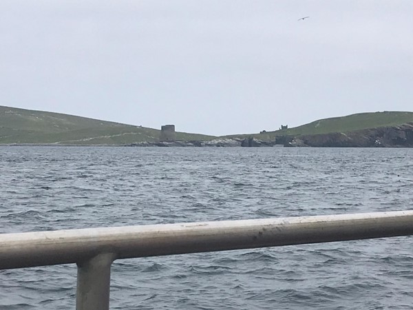 Looking towards the island of Mousa from the boat.