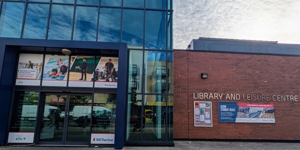 Image of entrance to the library