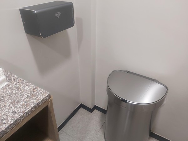 A bin in a bathroom