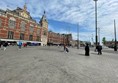 The front of the Amsterdam central Station building