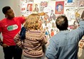 Danny, Sarah and Manzur discuss Manzur's artwork for the 'We Are Artists!' exhibition March 2017