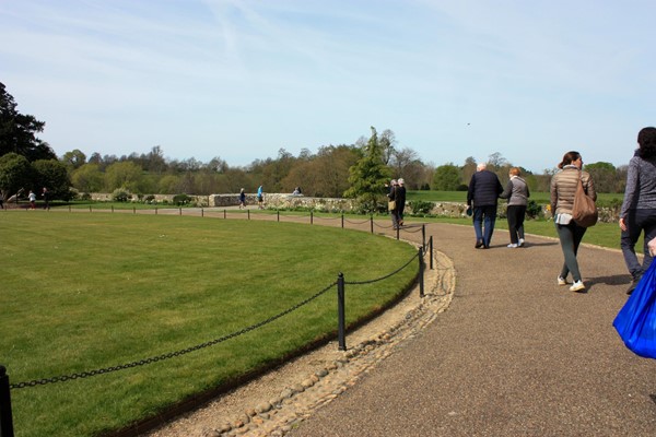 Path outside the castle entrance is flat and well surfaced.