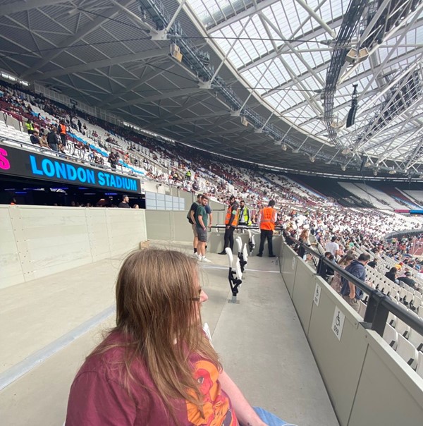 The disabled seating area in block 142 for a concert.