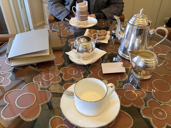 and a very pleasant waiter took our drinks order, before returning with solid ornamental silver ware from which a most delightful pot of tea was poured