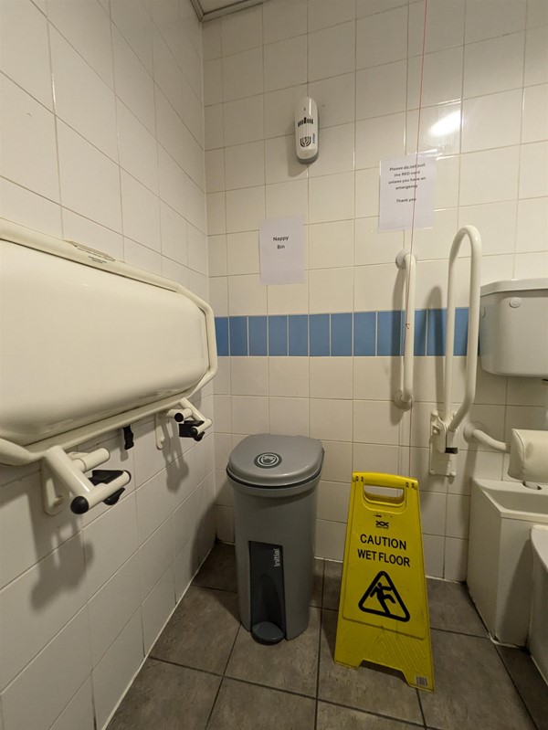 image of accessible toilet and baby change table at Dunfermline Bus Station