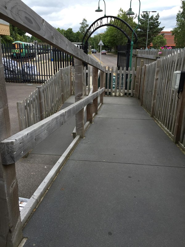 Steep ramp to dining car and toilet 1