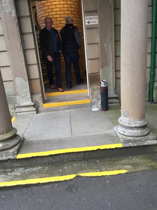 There are steps up to the standard toilet which makes them inaccessible to wheelchair users