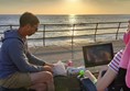 Beautiful accesssible parking spots overlooking the sea to watch sunset and eat fish and chips at La Braye