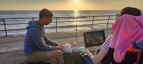 Beautiful accesssible parking spots overlooking the sea to watch sunset and eat fish and chips at La Braye