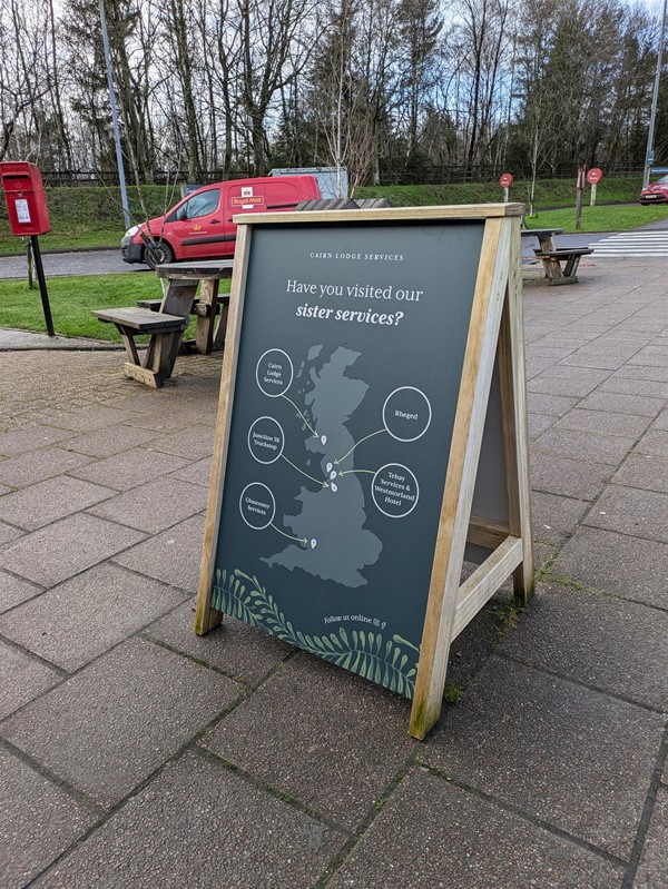 Image of sandwich board showing other locations owned by Westmoreland group