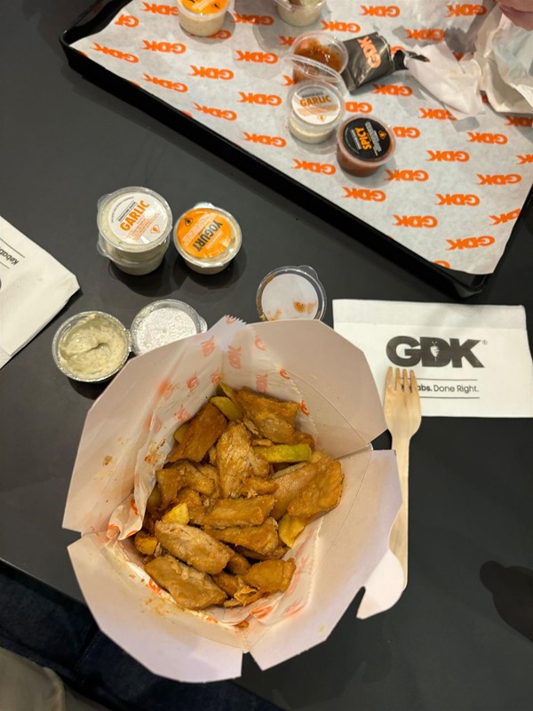 Image of food in a cardboard carton on a table