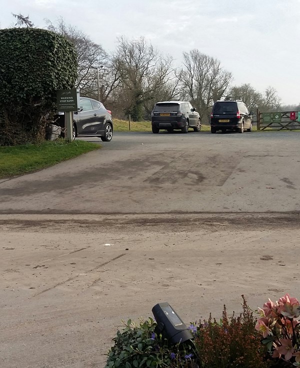 Entrance to the car park. I didn't see any specific disabled spaces but there was plenty of room.