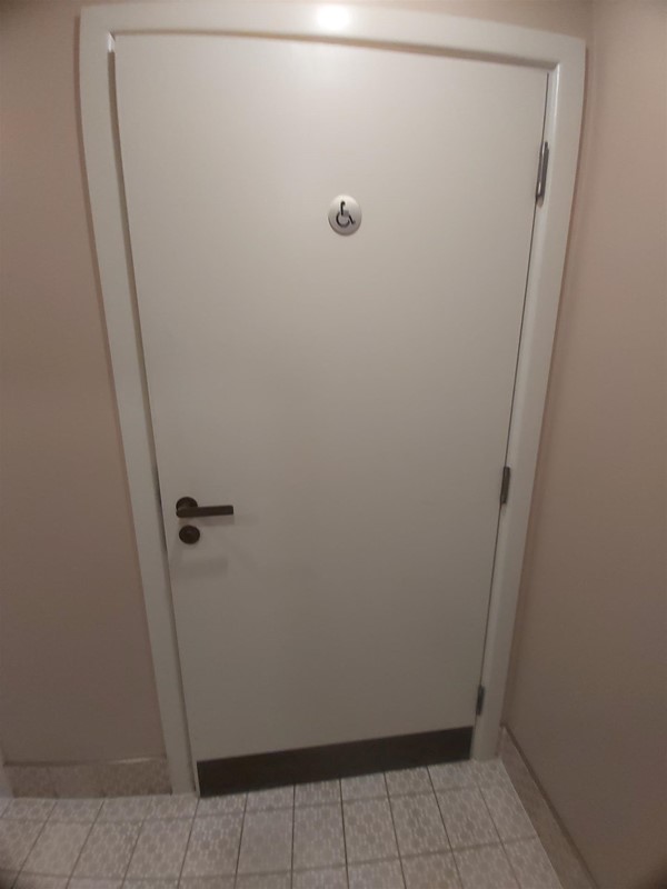 Image of a white accessible toilet door