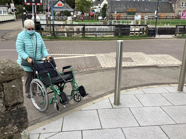 There are no level footpaths so you will need to lift a wheelchair up yourself to get into the pavements. Because of Dennis's health we chose to use a mouth covering, but that will be up to you to decide what to do.