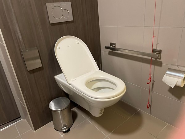 Image of a toilet and a red cord card