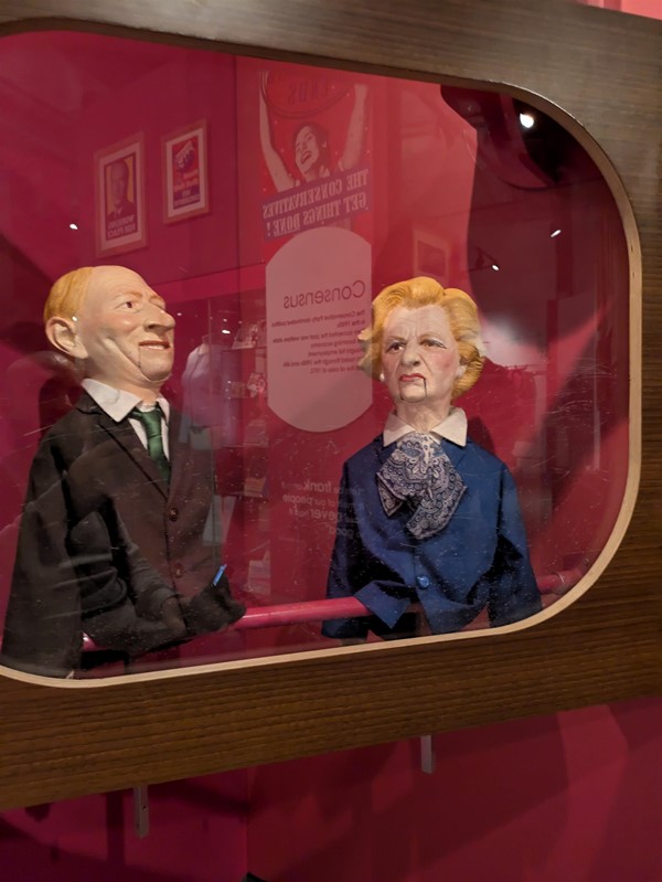 Image of puppets, one of which is Margaret Thatcher