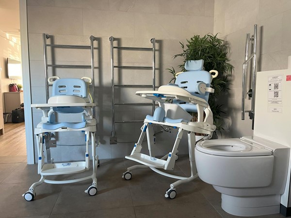 Image of the toilet chairs in the accessible bathroom.