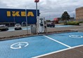 Image of blue parking areas with a blue IKEA sign