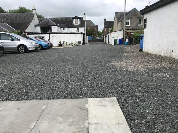 Image of the inaccessible walkway to Callander from the pods.