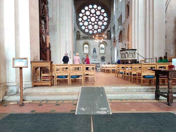 A rose window in the north transept.