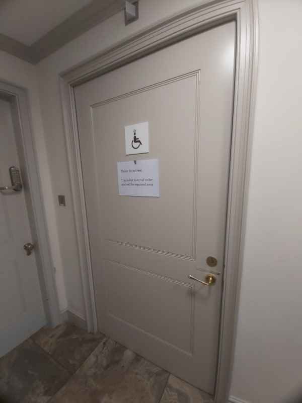 accessible toilet door in cafe