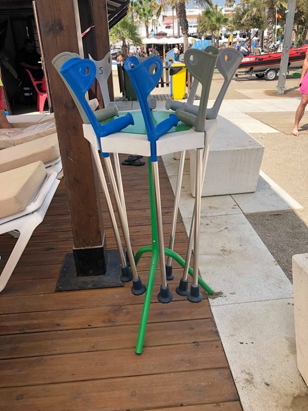 Walking Sticks available for anyone to use on the Beach