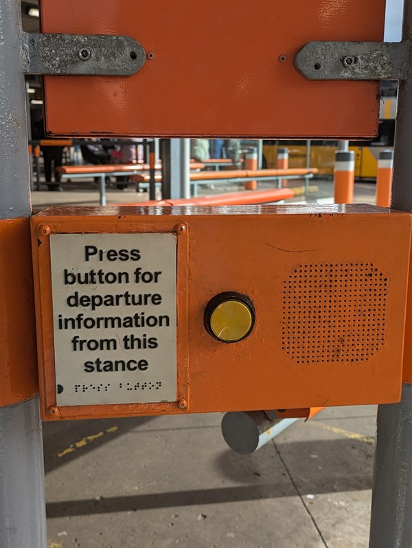 Image of information button at Buchanan Bus Station