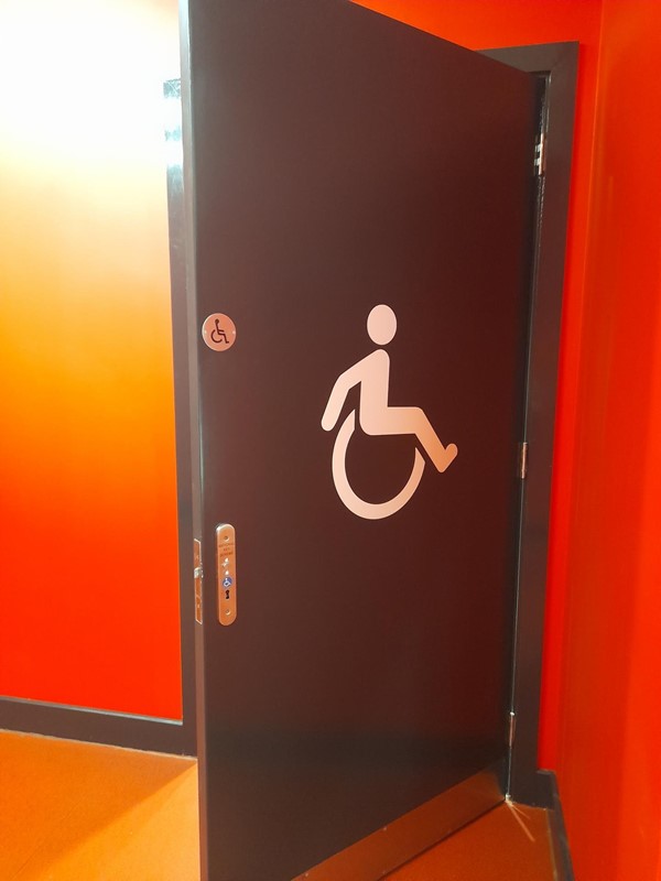 Picture of an accessible toilet door