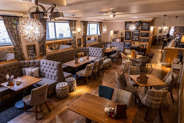 Another photograph of the dining room, showing the space available