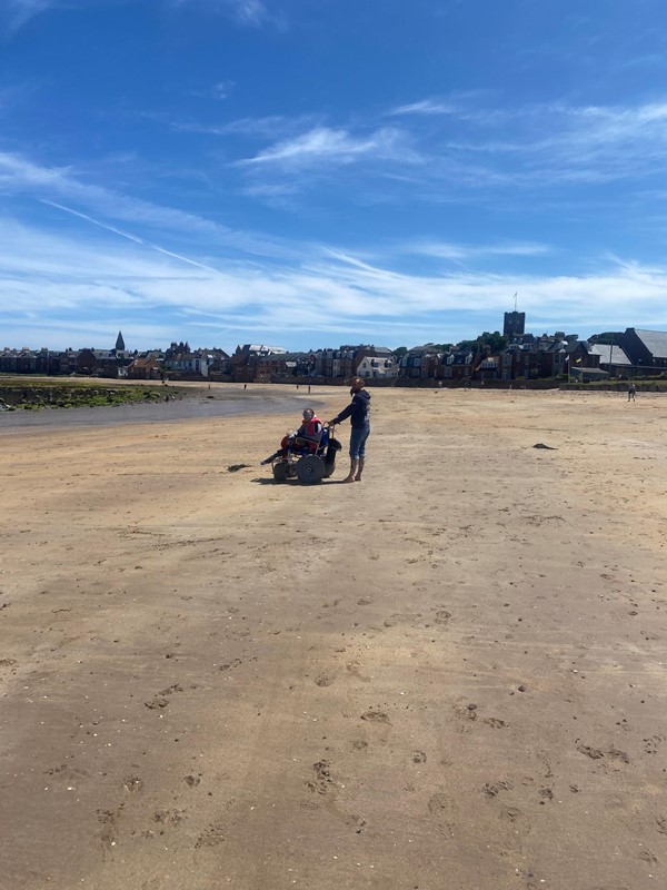 Picture of a beach wheelchair on North Berwick beach