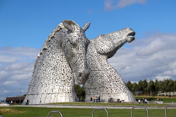 The Kelpies - two giant metal horse head sculptures.