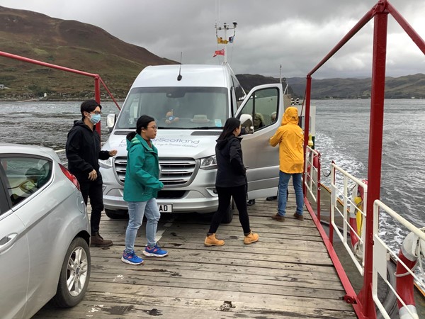 Van on a ferry