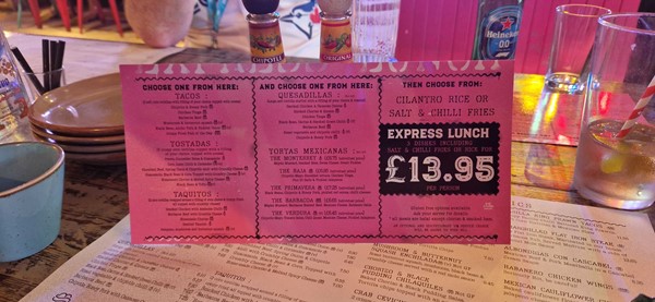 Image of Lunchtime deal menu.