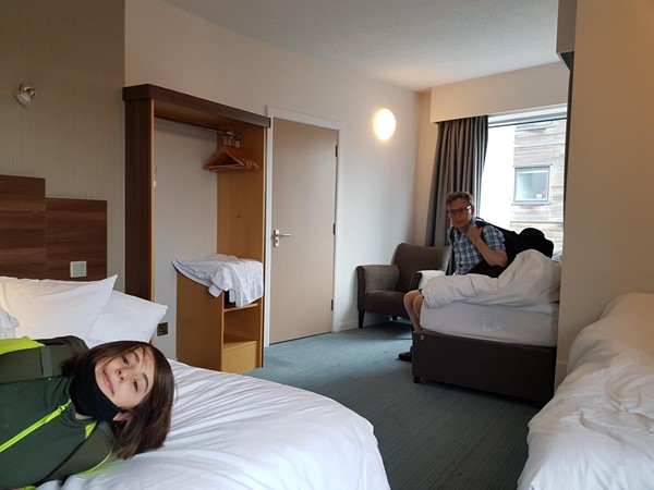 Picture of two people in a hotel room at Jury Inn, Dublin