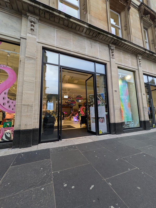 Image of automatic doors at entrance to Lush Store