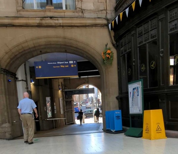 A person walking in the station